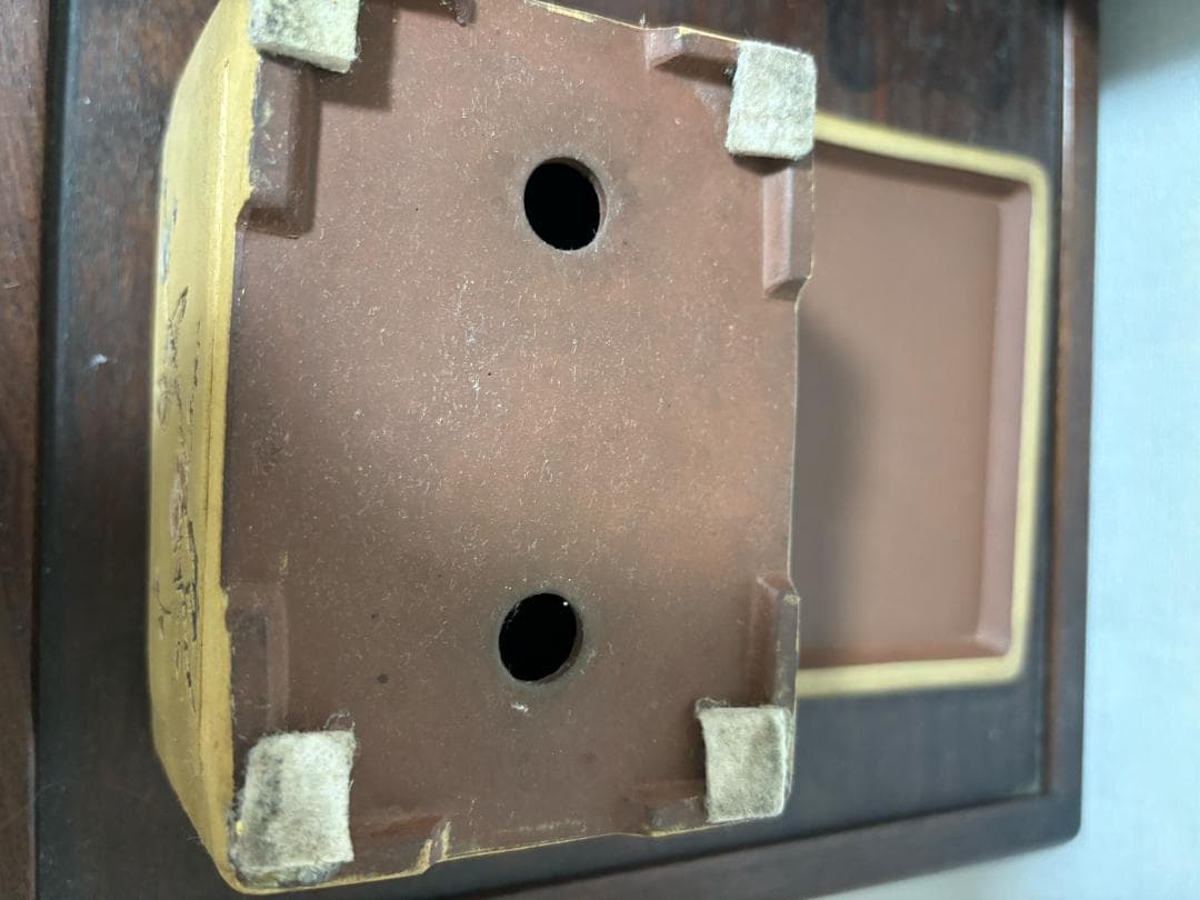 紫砂の鉢 盆栽鉢釘彫鉢◇中国宜興◇刻印あり