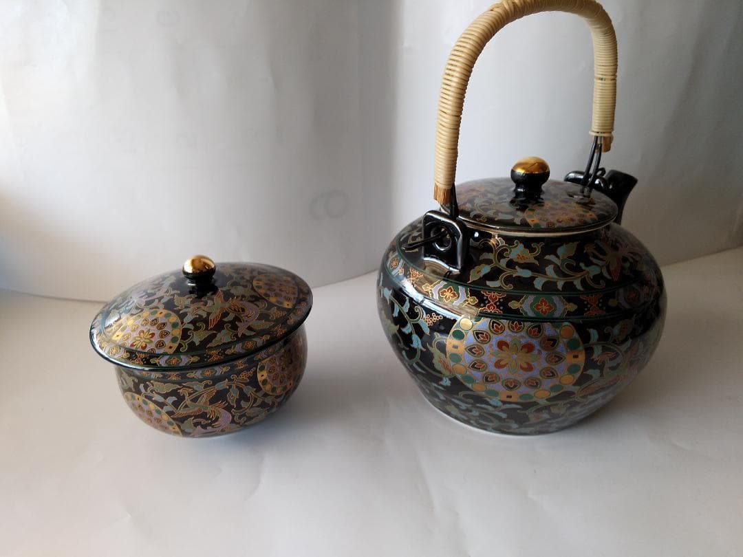 青藍窯 セラミック藍 正倉院 瑞鳥 汲出茶器 6点セット 新品 未使用 です。