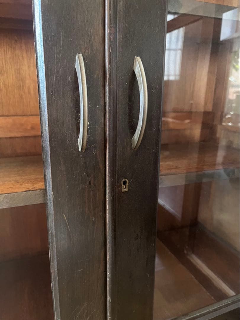 茶箪笥　和風収納棚 ガラス扉付き　アンティーク高さ約133㎝