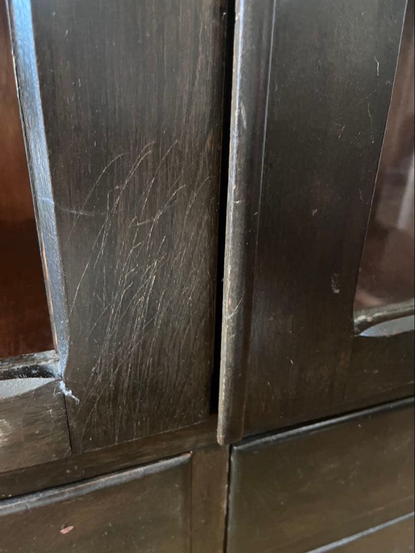 茶箪笥　和風収納棚 ガラス扉付き　アンティーク高さ約133㎝