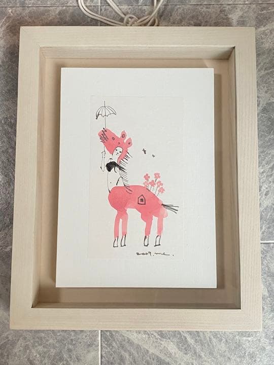 足田メロウ　原画　直筆サイン　絵画　希少　ペガサス　フラワー　額付き