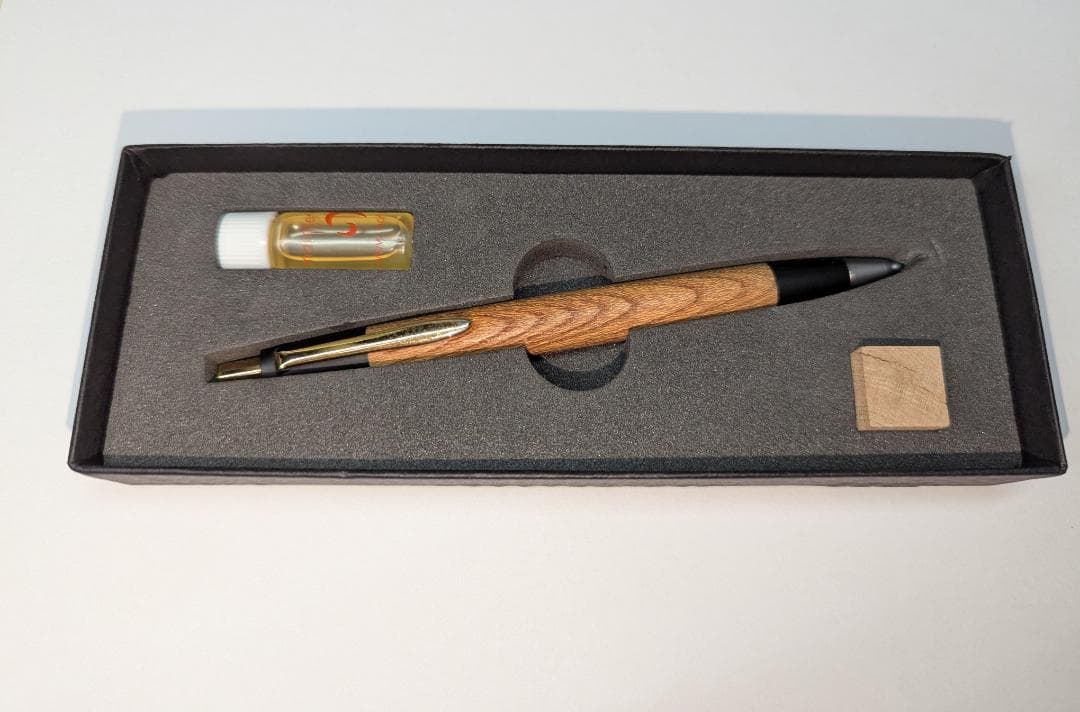 野原工芸旧型欅固定式口金シャーペン（オイル付き)