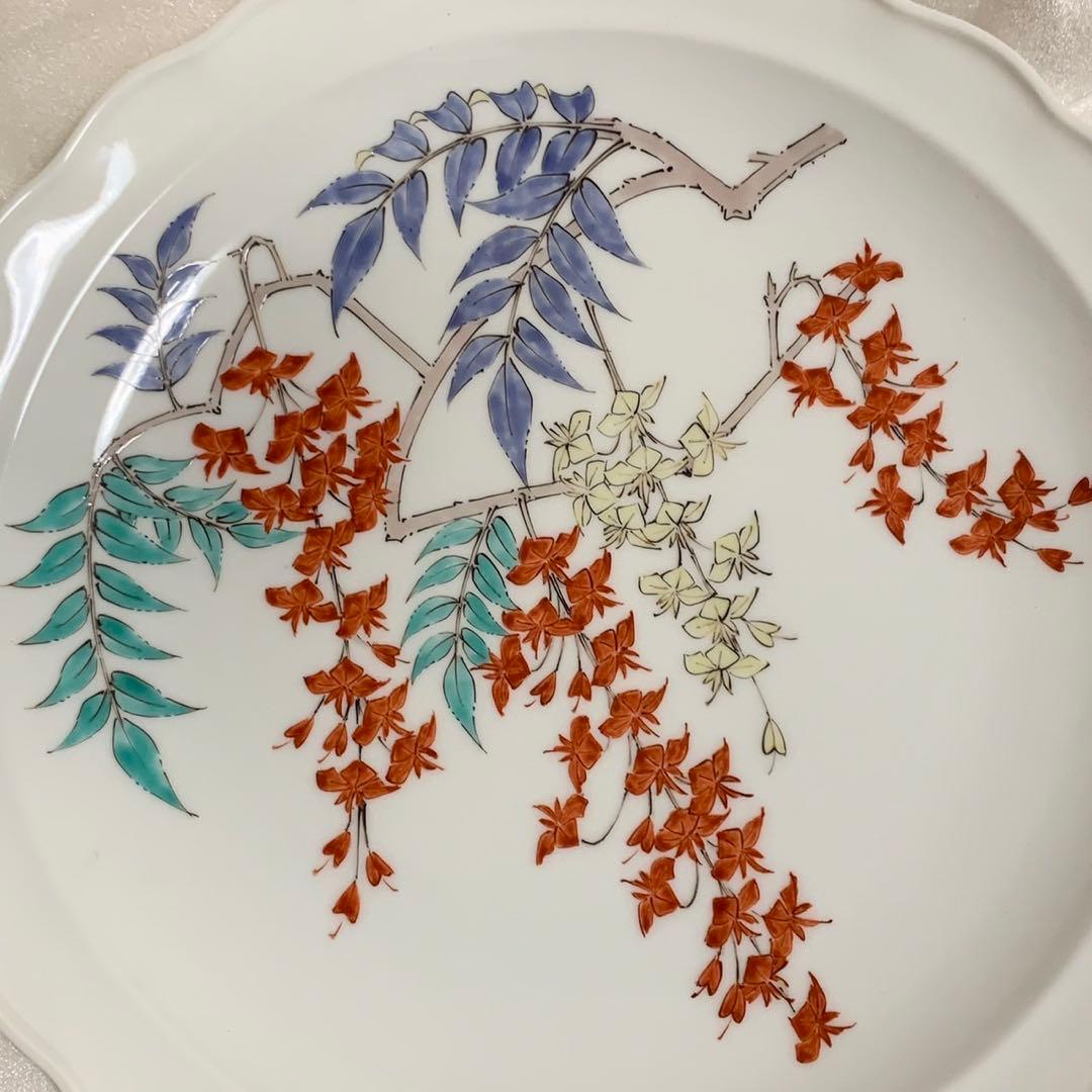 美品 人間国宝 十四代 酒井田柿右衛門 錦 藤花文額皿 木箱