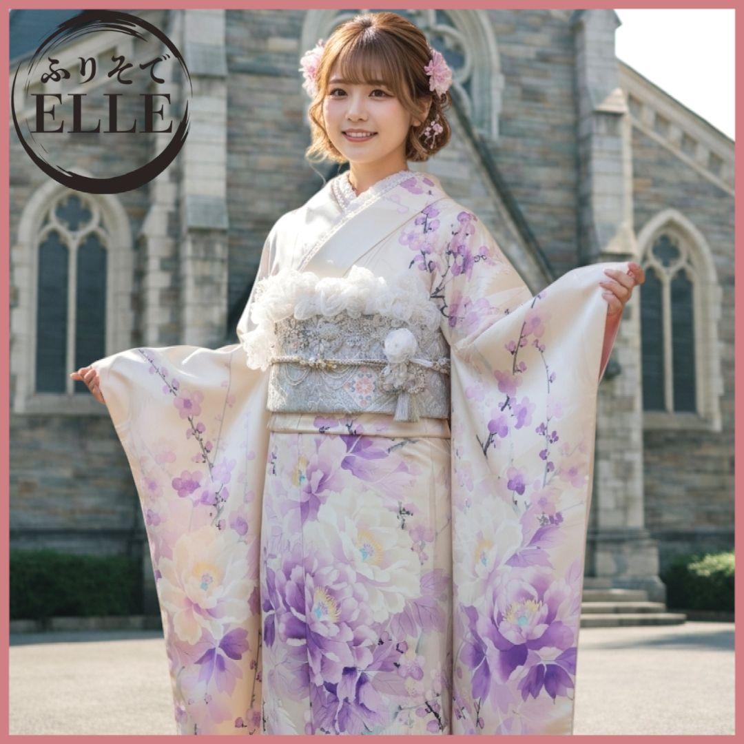 振袖フルセット(10点)・成人式・くすみ・高級手描き・大輪牡丹・胴裏正絹・逸品