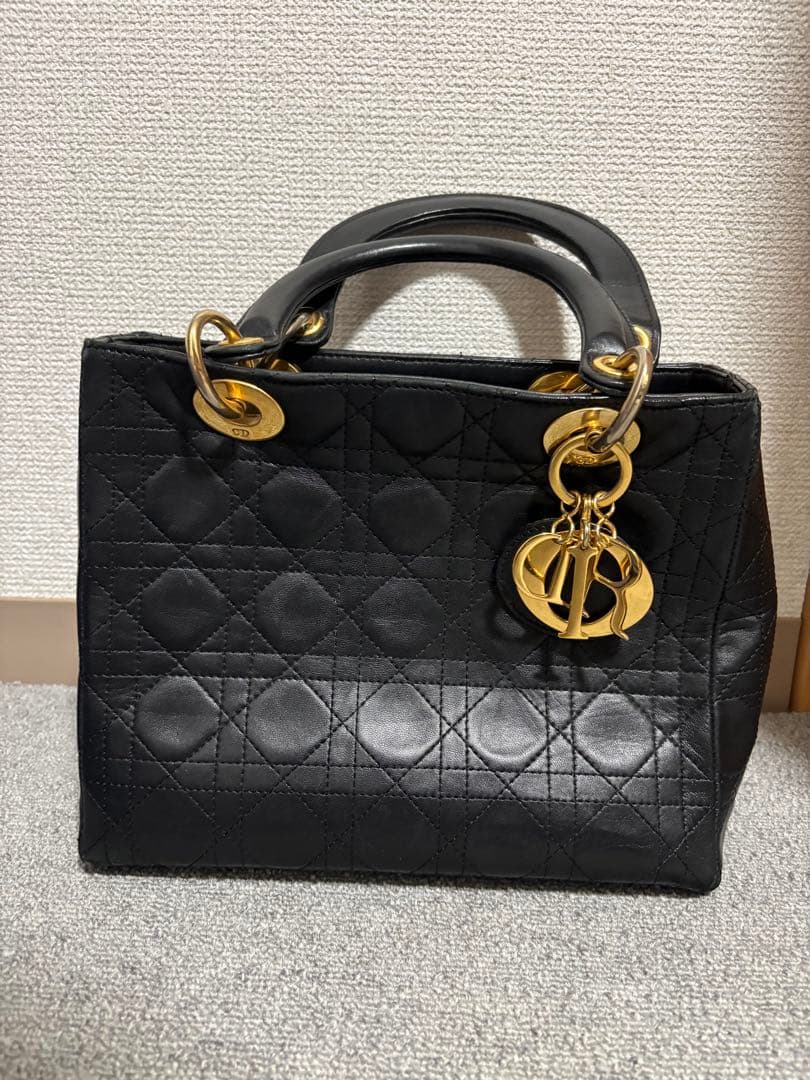 値下げ⭐︎Dior ブラック キルティング ハンドバッグ　レディディオール