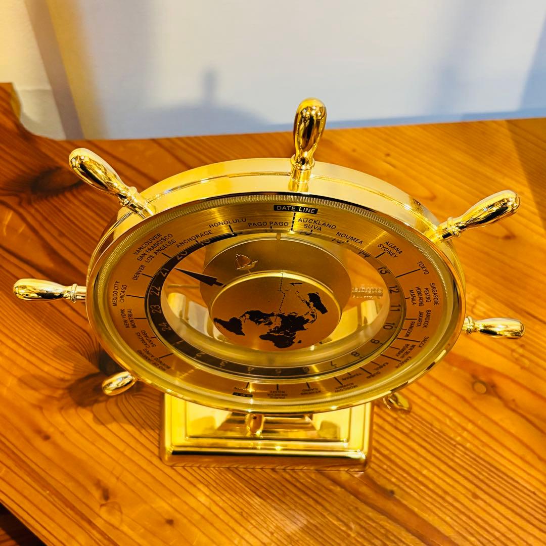 SEIKO クオーツ 世界時計 ゴールド 置時計 動作品 セイコー QZ394G