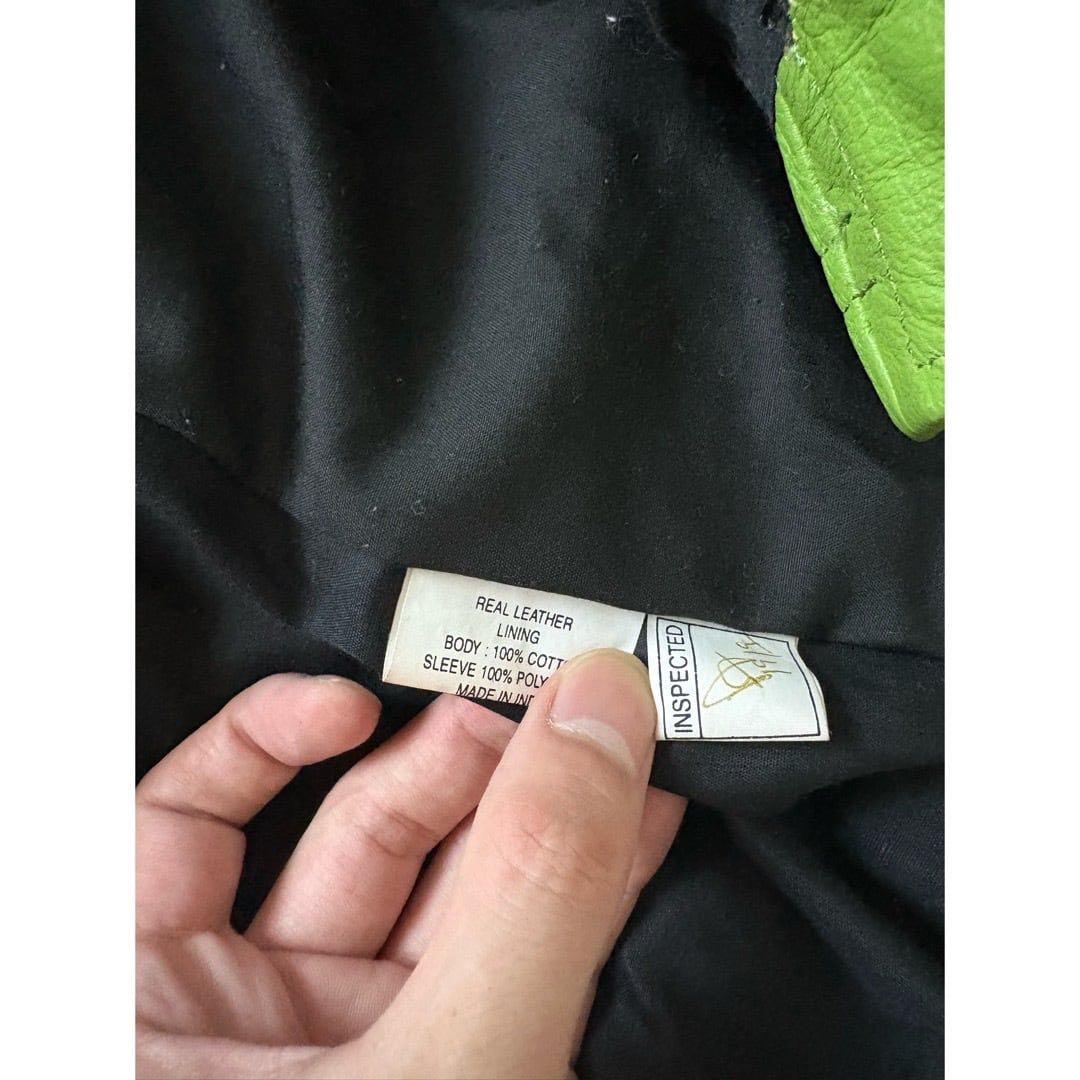 vintage 90s イグアナグリーン 短丈 オーバーサイズレザージャケット