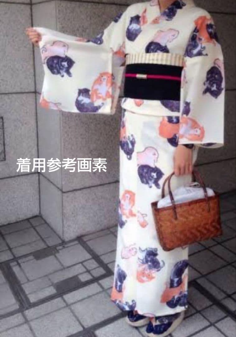 岡重 犬柄 セオアルファ素材浴衣