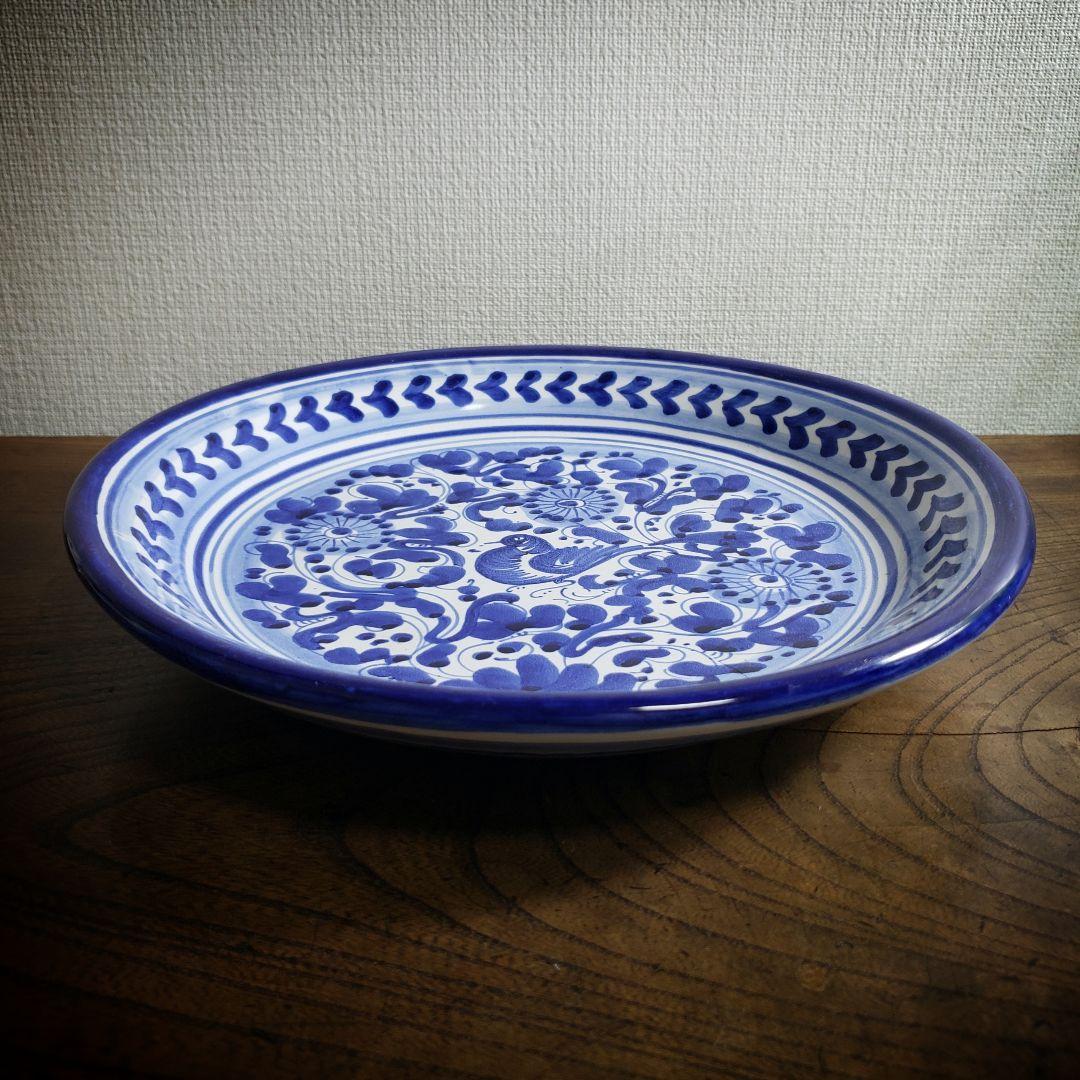 大皿　イタリア　デルータ　マヨリカ焼　染付