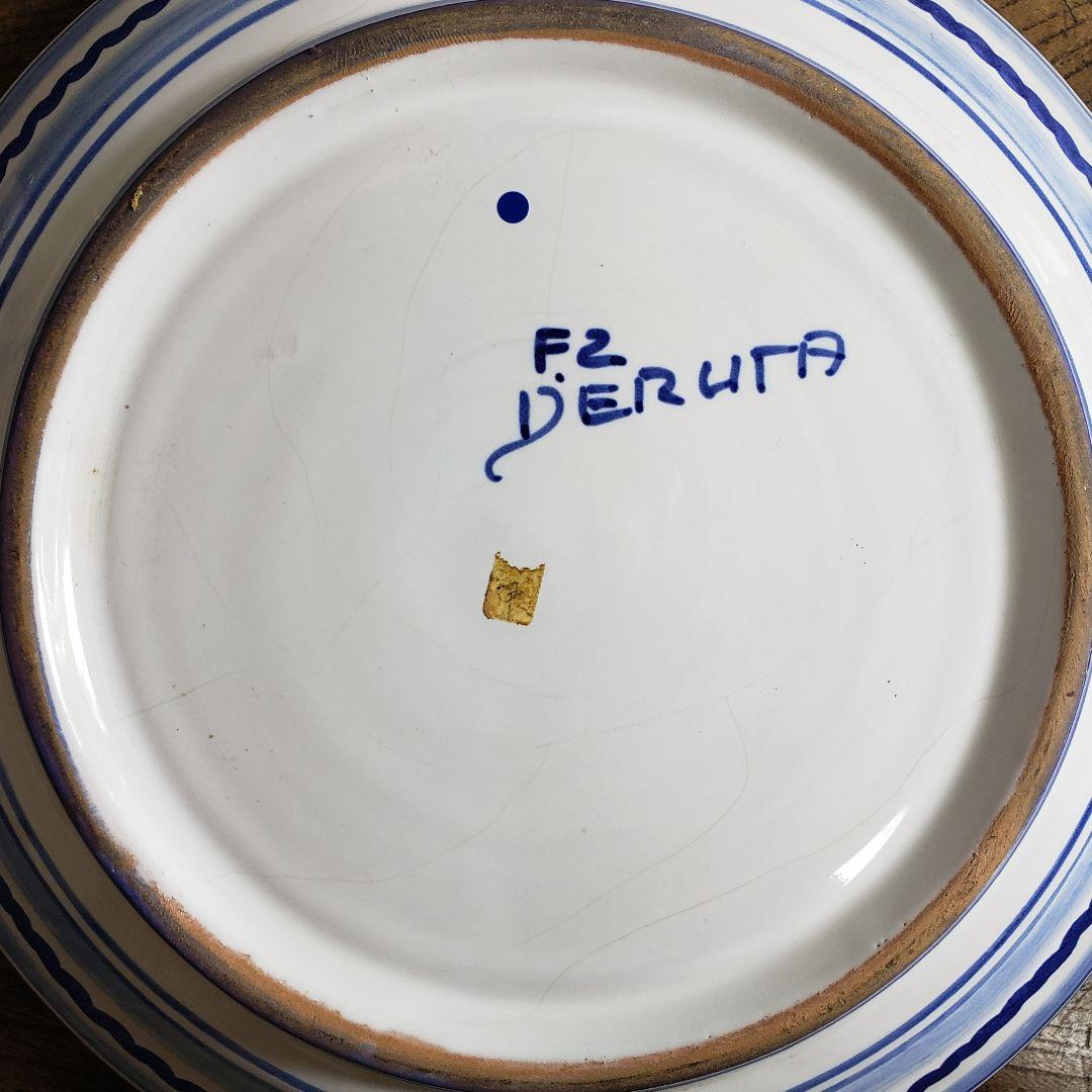 大皿　イタリア　デルータ　マヨリカ焼　染付