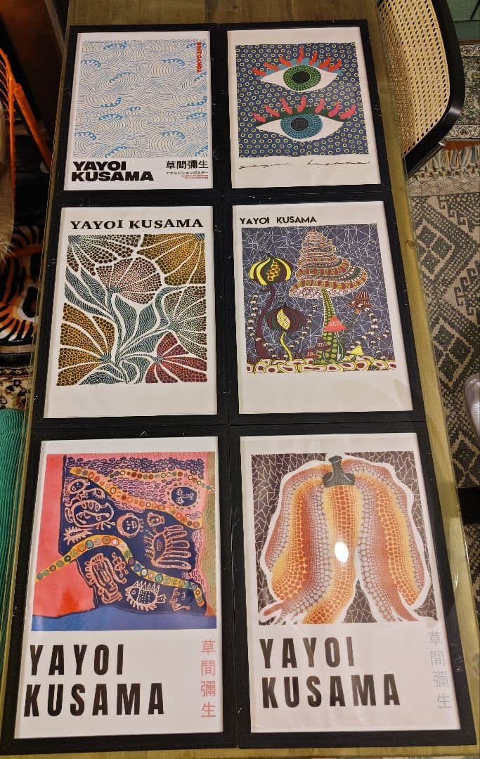 SALE 草間彌生 アートポスターフレーム付き A3サイズ 6枚セット