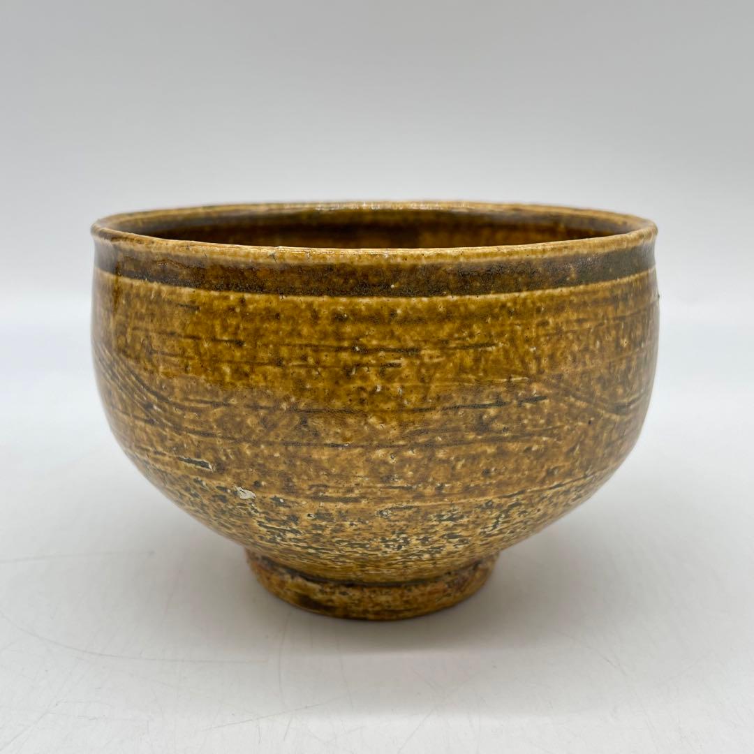 鳥取民藝　牛ノ戸焼　黄釉櫛目茶碗　茶道具　10