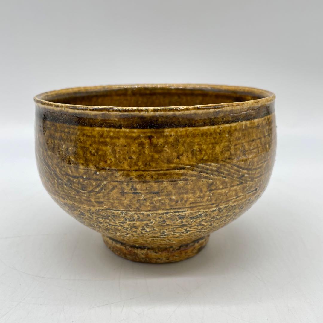 鳥取民藝　牛ノ戸焼　黄釉櫛目茶碗　茶道具　10