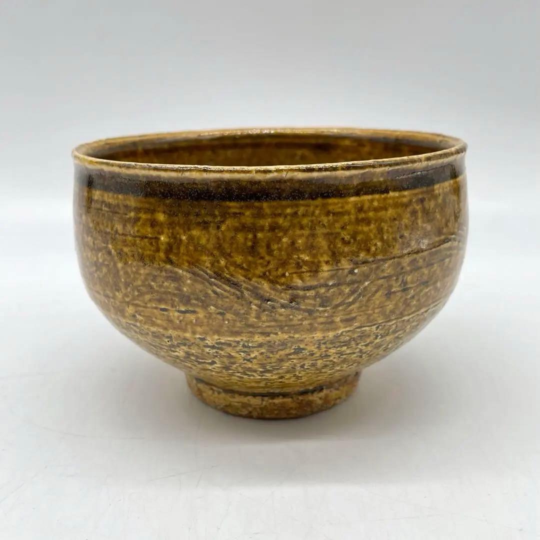 鳥取民藝　牛ノ戸焼　黄釉櫛目茶碗　茶道具　10