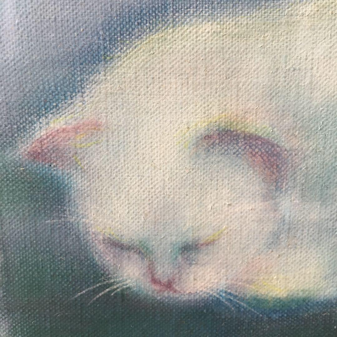 猫 油彩  安田あきな画  F3号