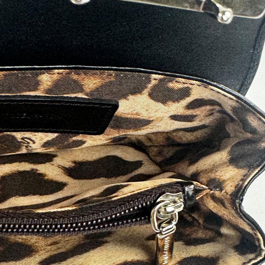 【美品】ドルチェアンドガッバーナ　財布　フラップ　レオパード　ナイロン　ハラコ