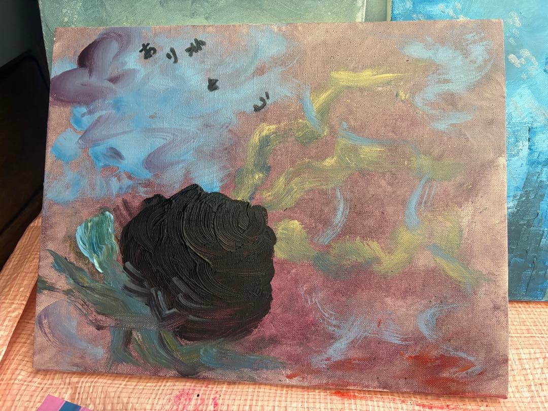 抽象的な油絵 花のようなデザイン