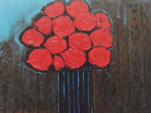 園山幹生、【バラのあるコンポジション】、希少な額装用画集より