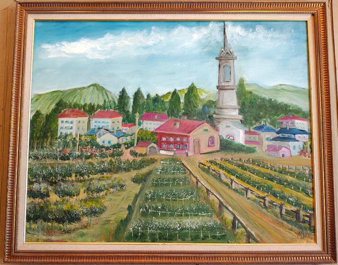 【送料込】特大F30号 プロヴァンス風景画 油彩画＆額縁セット /大型アート