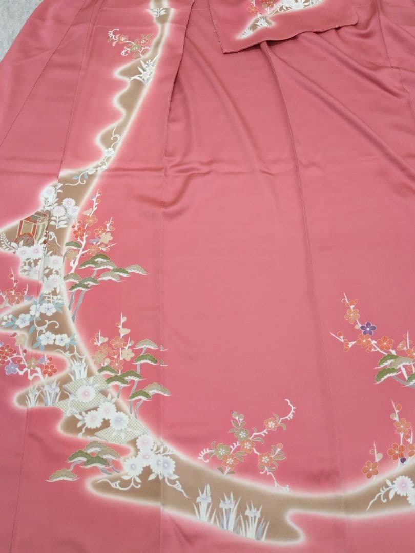 663　半額セール　正絹　小田急百貨店誂え　友禅　訪問着　４点フルセット