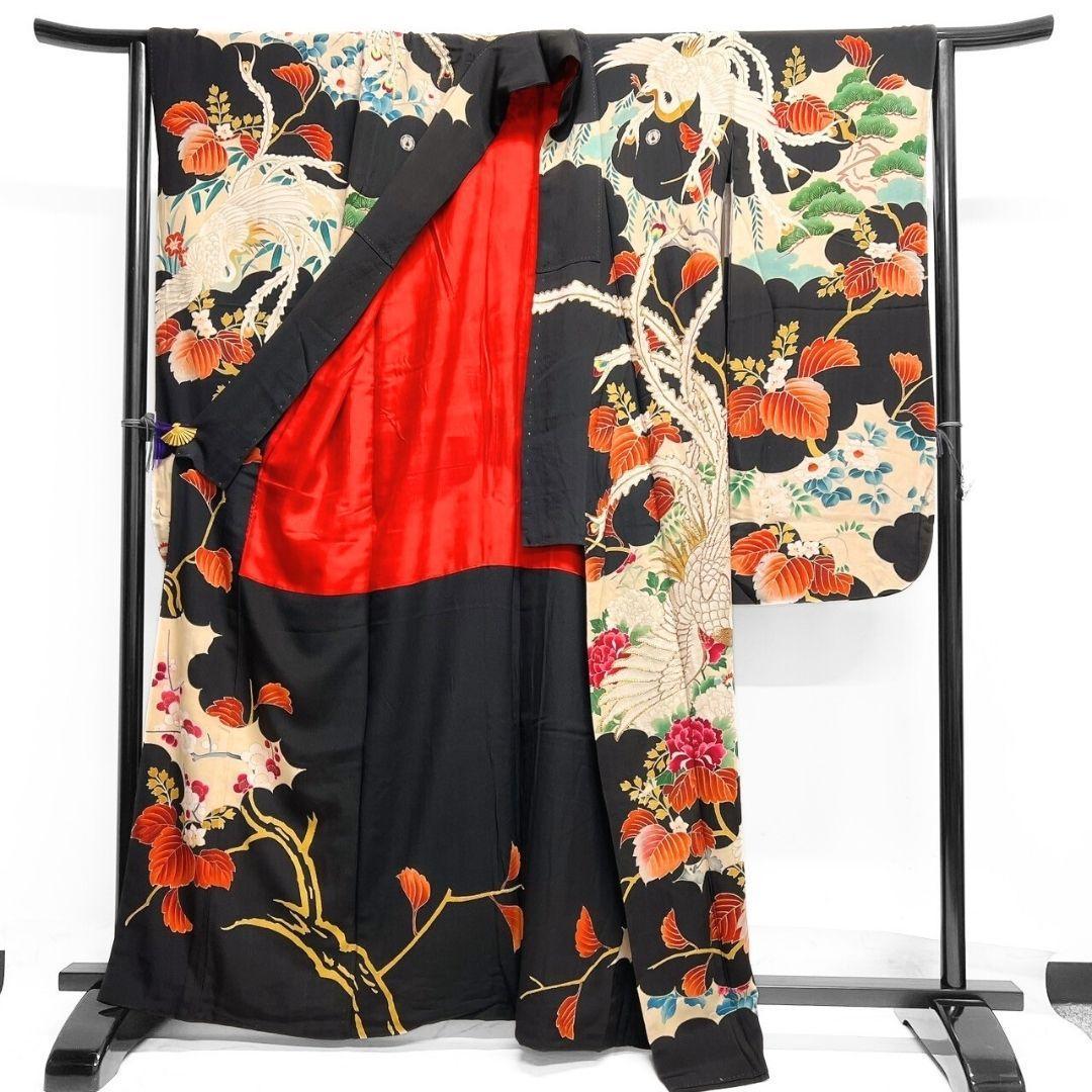 アンティーク　刺繍　金駒刺繍　鳳凰　振袖　襦袢セット　成人式 着物 022a p