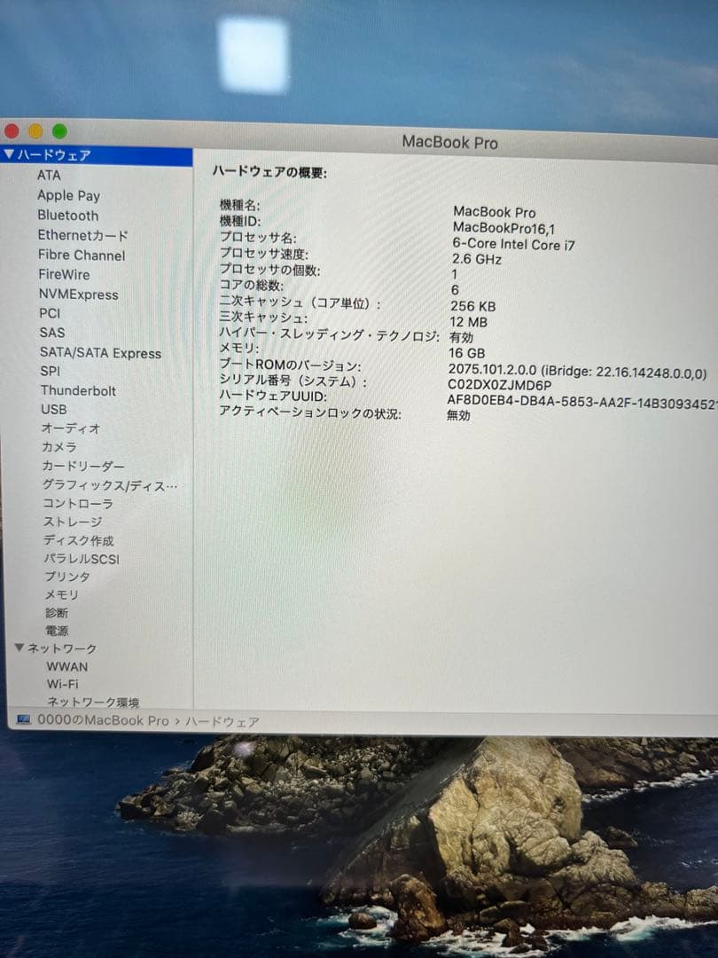 MacBook Pro 16/2019/500GB/訳あり/動作正常/値下げ不可