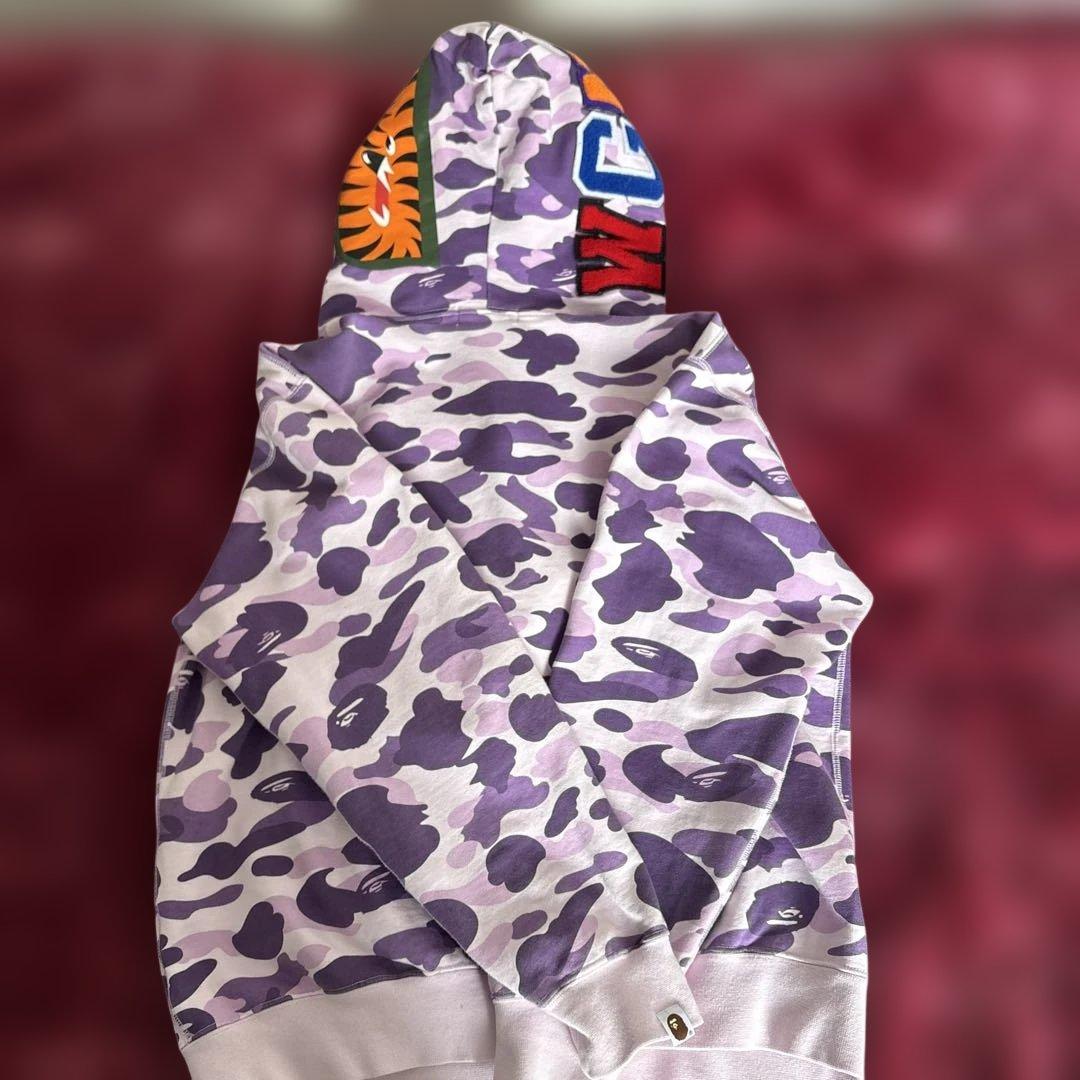 BAPE シャークパーカー パープルカモ フルジップ 紫 迷彩