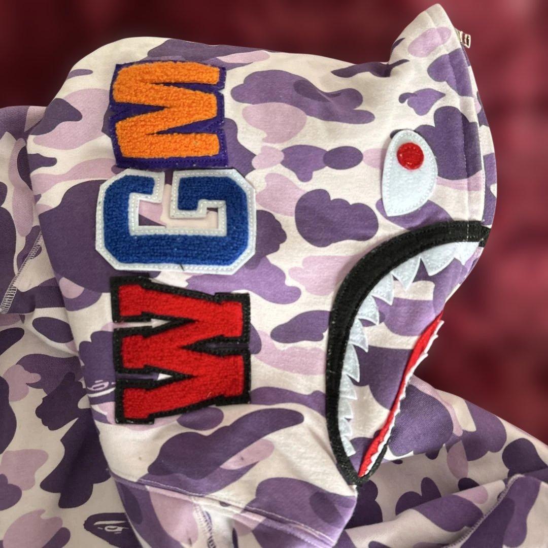 BAPE シャークパーカー パープルカモ フルジップ 紫 迷彩