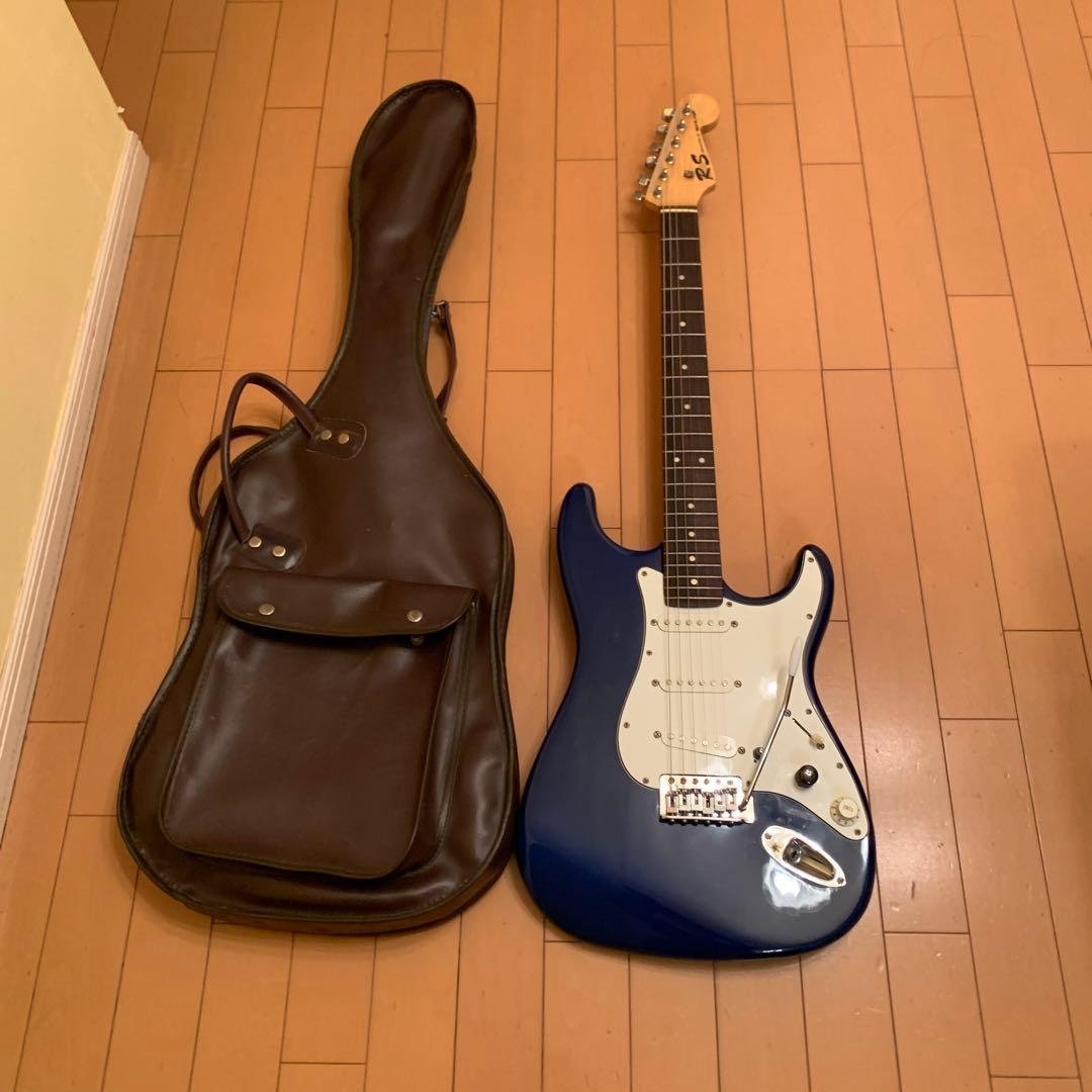 青 エレキギター ギターケース付き
