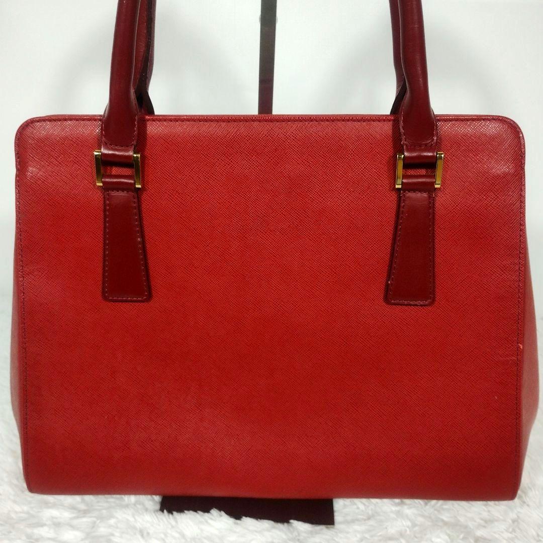BURBERRY レザー ハンドバッグ メタルロゴ 赤 ノバチェック A4可