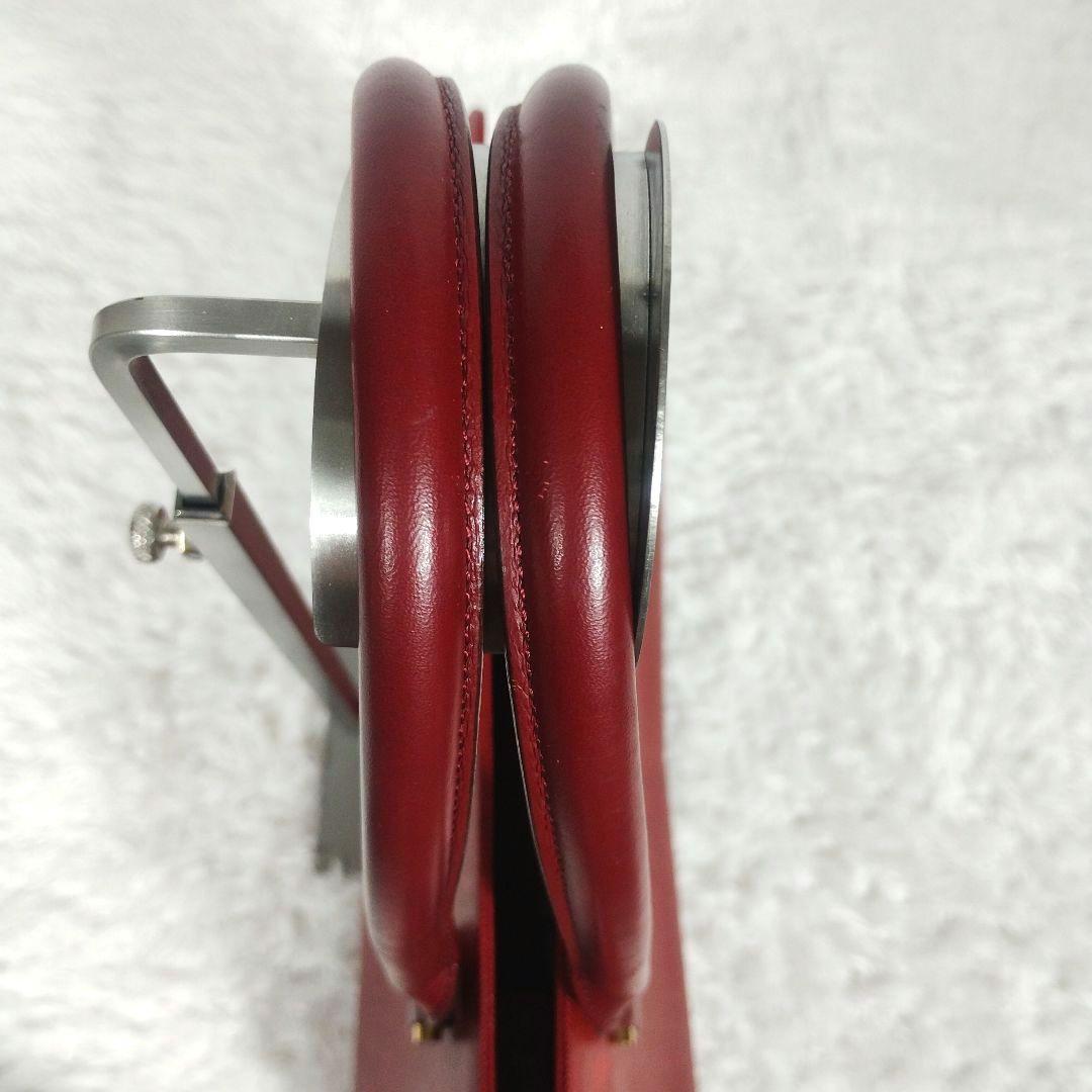 BURBERRY レザー ハンドバッグ メタルロゴ 赤 ノバチェック A4可