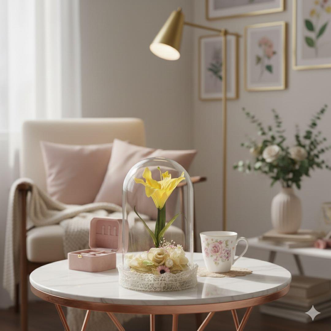 【1点もの】塔の上のラプンツェル　魔法の花　光る卓上インテリア