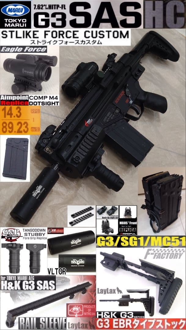 東京マルイ 電動ガン G3 SAS HC ハイサイクル 付属品多数 本体極美品