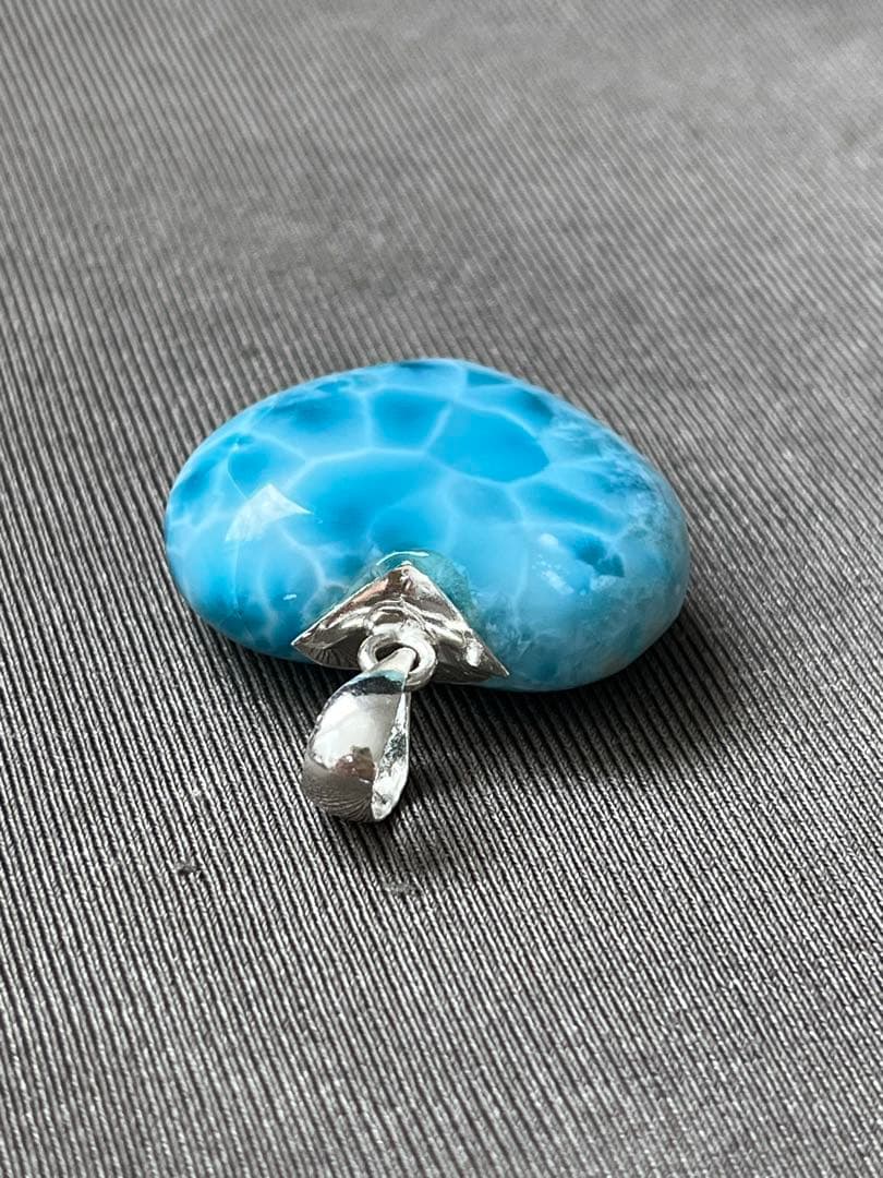 天然石☆高品質！ラリマーハート型ペンダントトップ☆濃いブルー＆模様が美しい！