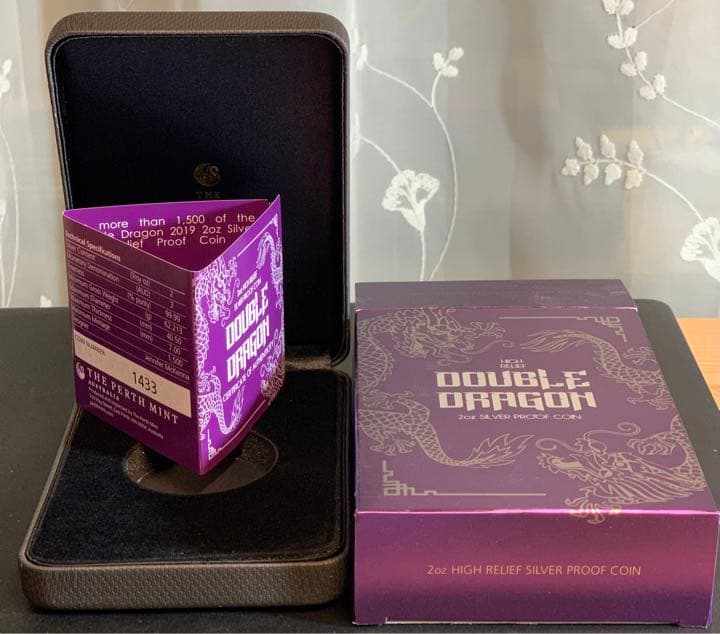 リ*ゴ様 ダブルドラゴン　ハイレリーフプルーフ2oz銀貨