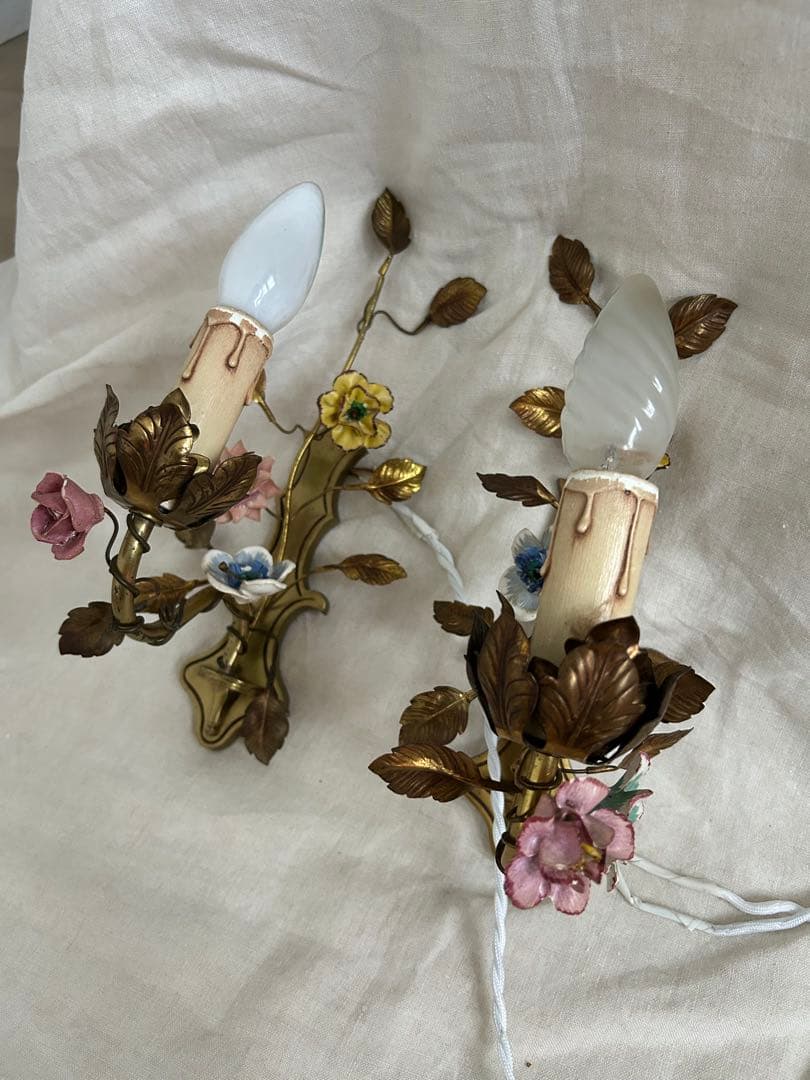 フランスアンティーク 壁掛けランプペア