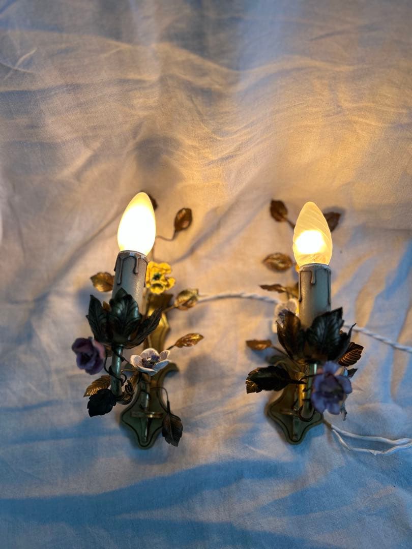 フランスアンティーク 壁掛けランプペア