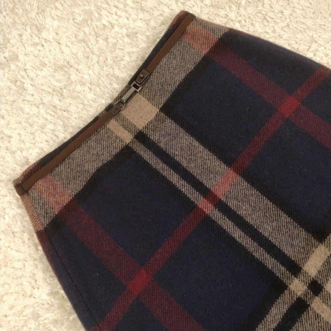 レディース☆エスマックスマーラ　ウールチェックスカート　ベルト付ブルガリア製40