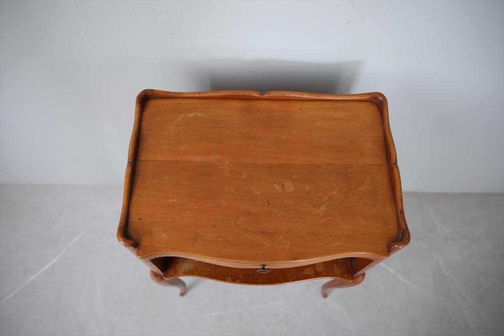 フランスアンティーク猫脚ナイトテーブル/木製キャビネット机飾り棚(82-14)