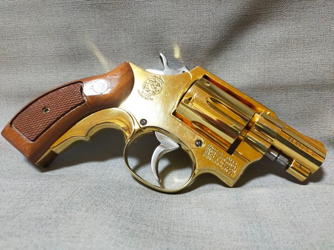 コクサイ S＆W M10 24k モデルガン 木製グリップ＋レザーホルスター