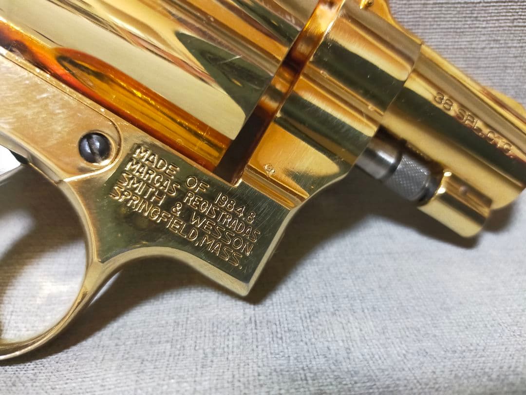 コクサイ S＆W M10 24k モデルガン 木製グリップ＋レザーホルスター