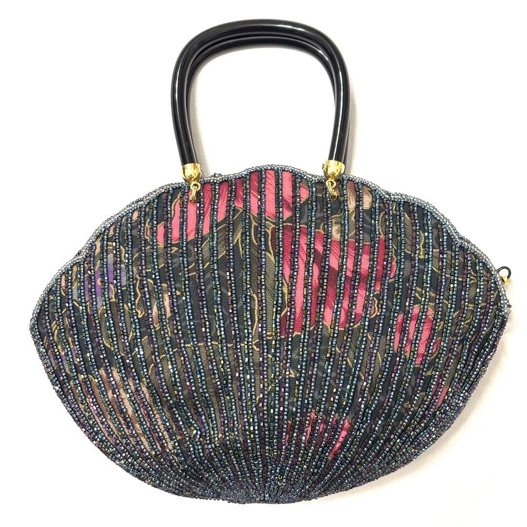 未使用級 LUMY ルミー はしもと ビーズ 総ビーズ パーティバッグ 皇室