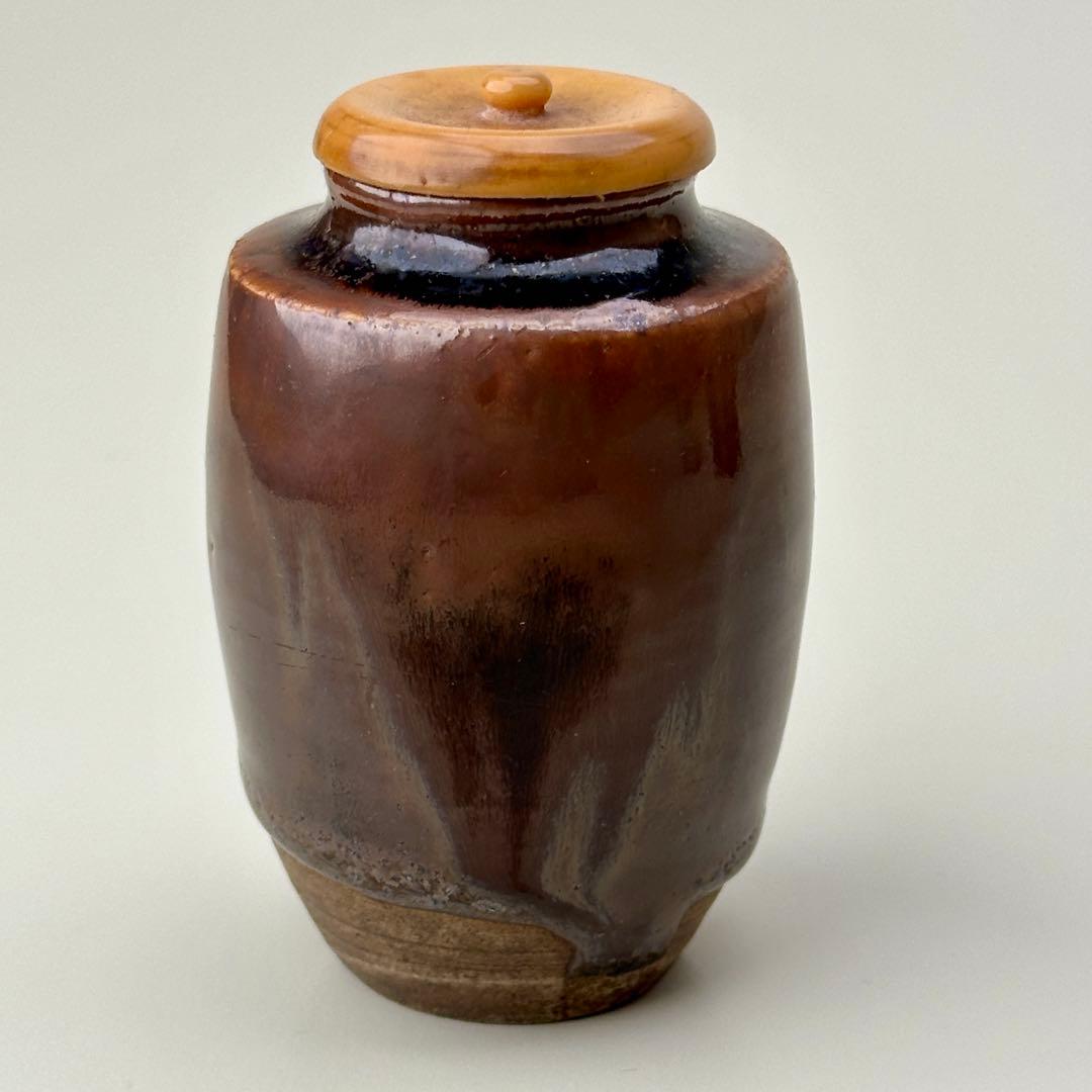江戸後期頃 茶入れ 茶道具 時代物 仕覆付き 骨董品　アンティーク