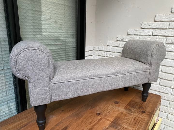 イギリス購入家具　肘掛け付きスツール　脚新品