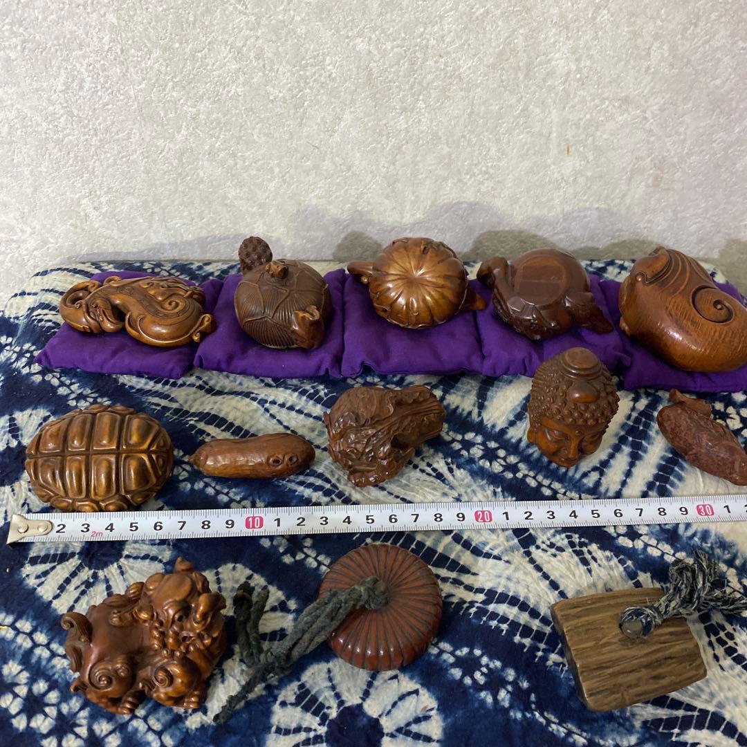 木彫　根付　置物　十三個
