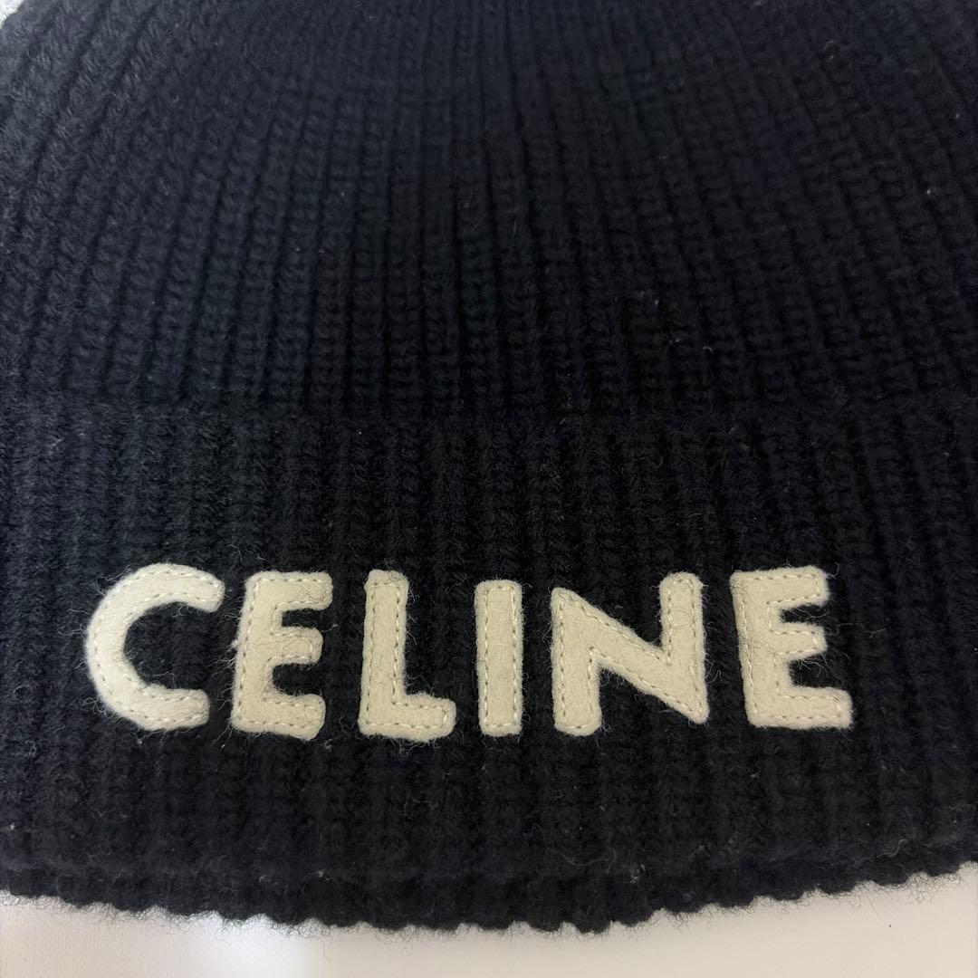CELINE ブラック ニット帽 浅型