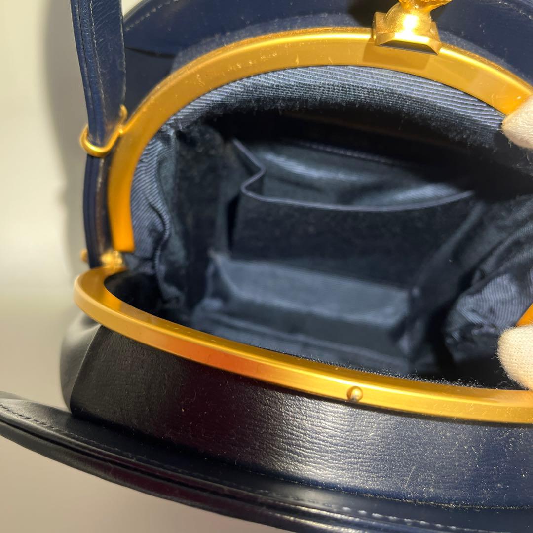 Mila schon ミラショーン 丸型 パーティーバッグ レザー 巾着