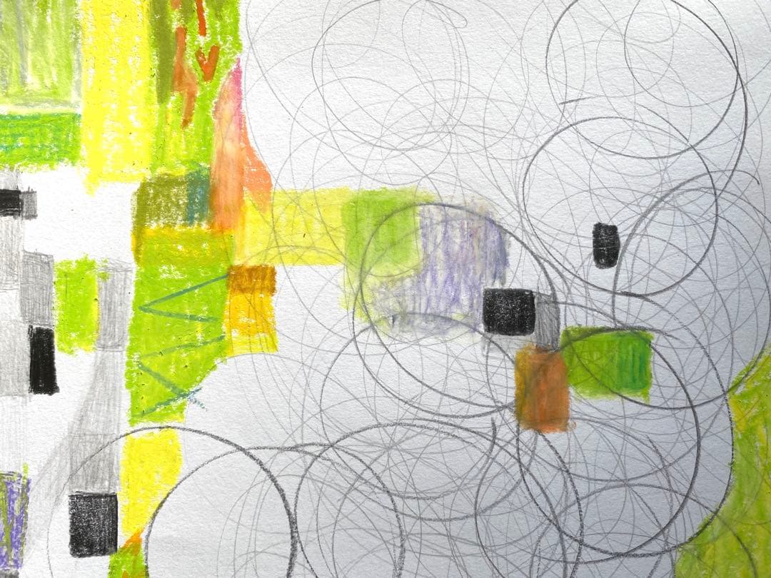 らせんと黄緑の絵