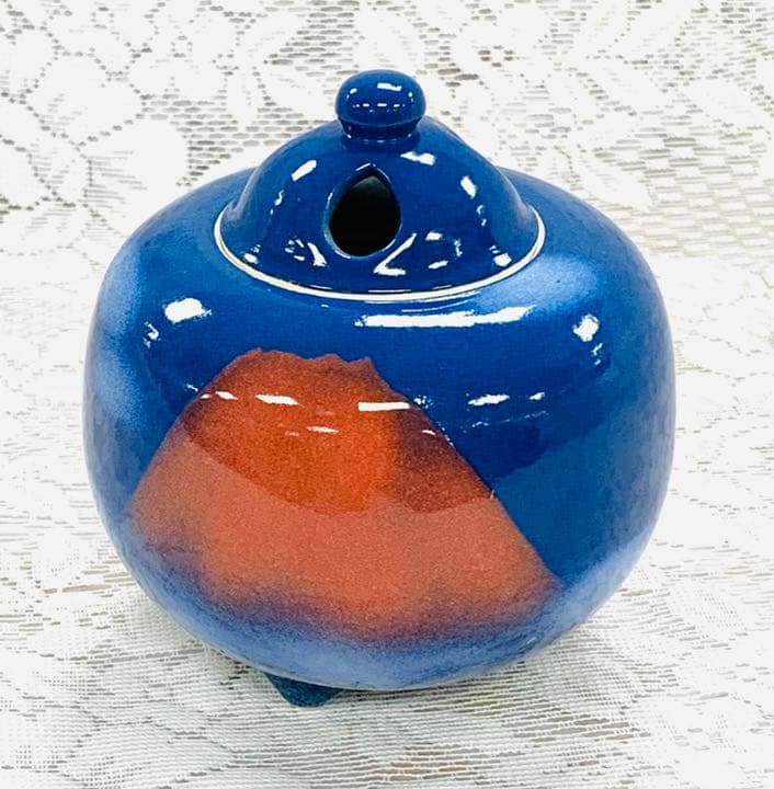 ❗️値下げ❗️【未使用品】九谷焼 青良窯 香炉 赤富士