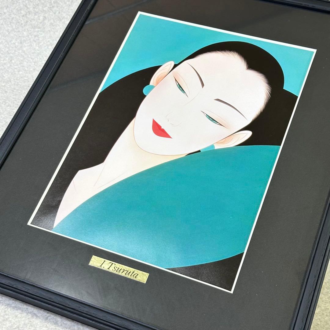 【希少品】鶴田一郎　美人画　絵画　日本女性　額入り　年代物　保管品　骨董